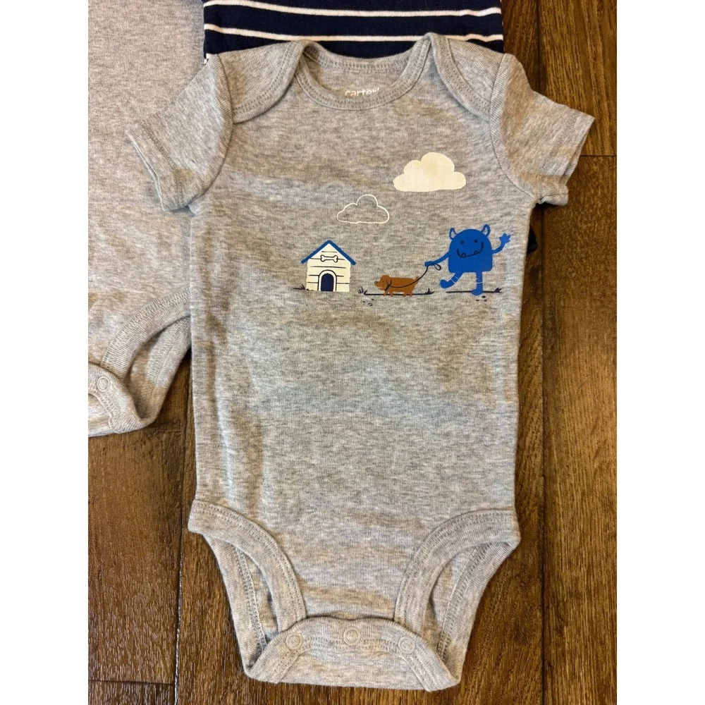 Carters Baby Boy 3 Months Bodysuits Lot Outfit Clothes Short Sleeved Shirts Dino